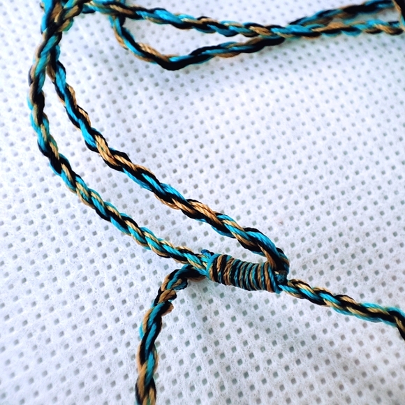 Light Blue Pink Black White Seed Bead Vintage Corded Slide Necklace Loom Work - Picture 8 of 12